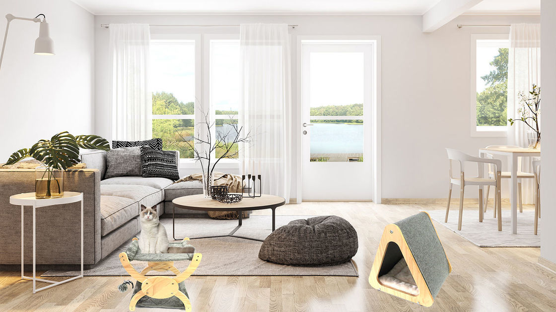 Het Huisbed van CARBURATOR Houten Cat Friendly Furniture Foldable Cat voor het Gevoelde Hol Krassen