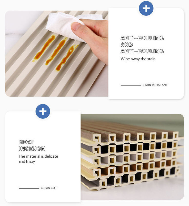 Interieur decoratie Houtkleur Energiezuinig Weerbestendige WPC wandpaneel 3D-effecten