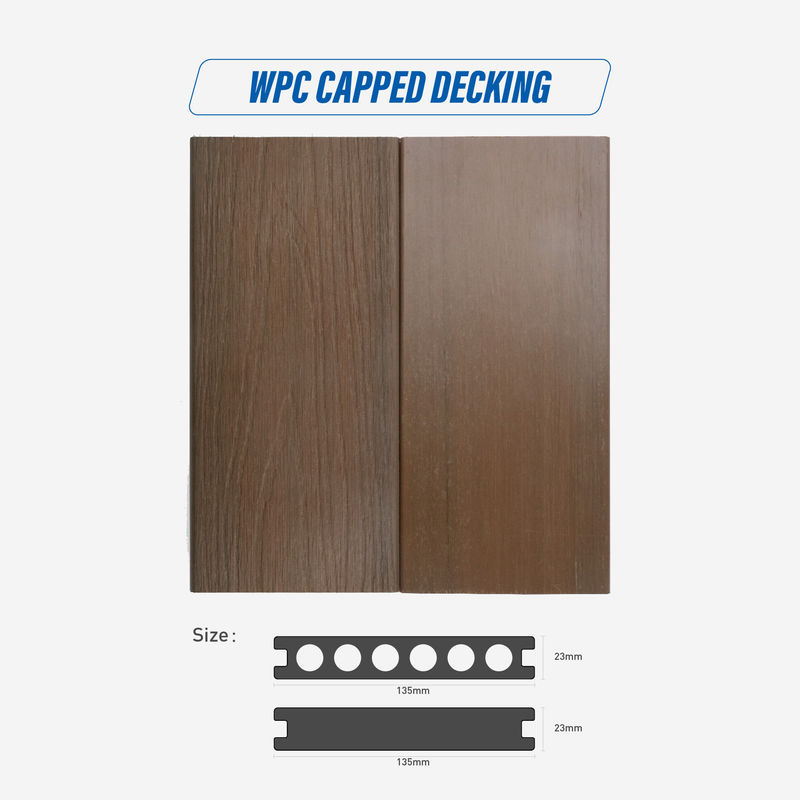 WPC/BPC Teak Kleur WPC Terras Buiten Branddicht Houtvezel Waterdicht Hoogwaardige Composite Decking Anti-slip