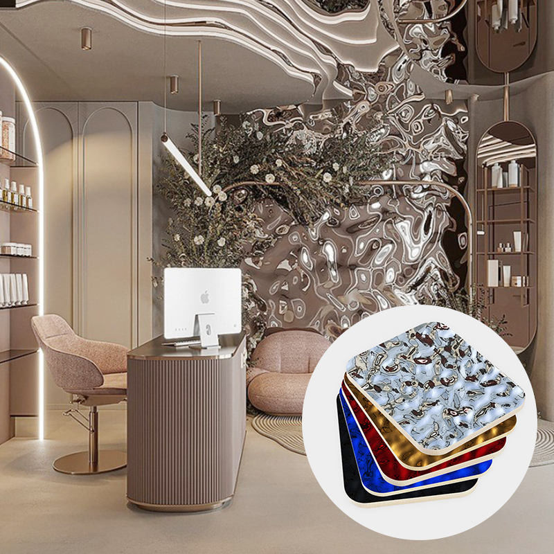 Bamboe Houtskool Water Rimpel Hout Veneer Plate Carbon Crystal Plate Bamboe Hout Glasvezel Muurpaneel