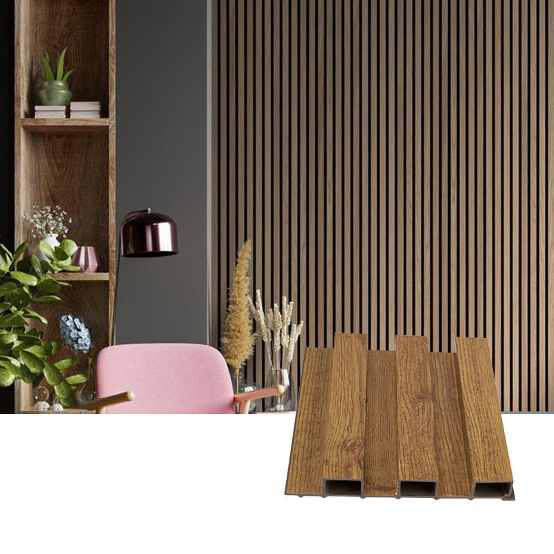 Interieur Decor Hout Plastic Composite bekleding Fluted 3d Wand Board WPC PVC Interieur Wandpaneel