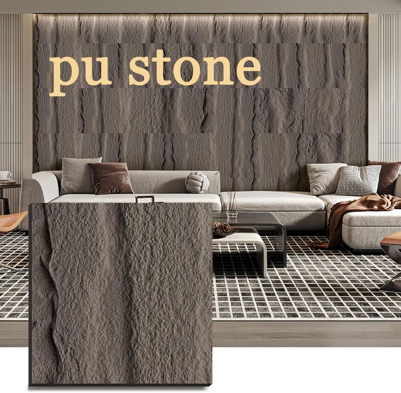 Fabriek Pu Steen Muurpaneel Pu Faux Steen Panelen Champignon Look 1200x600mm Indoor Interior Decorative Panel Champignon Deco Muur