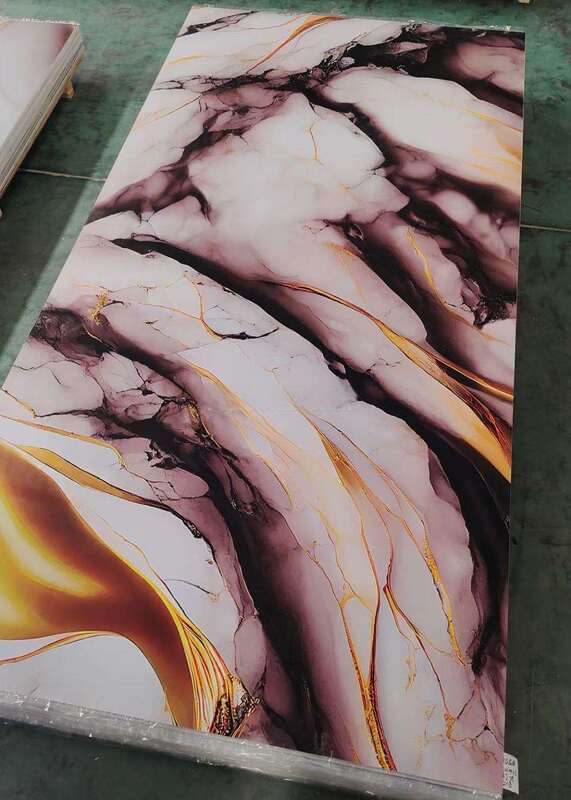 UV-marmeren plaat Moderne PVC wandpaneel Hoog glanzend decoratief bord Plastic voor TV Achtergrond Interieur Huis 1220x2440mm*3mm