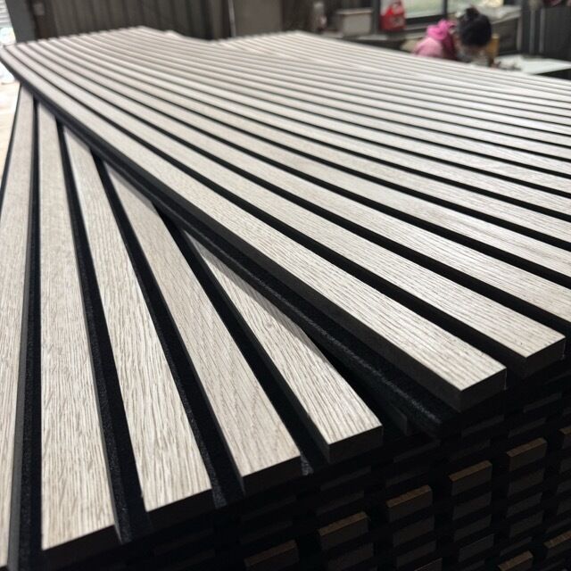 MDF Acoustic Panel Grille Soundproof Wall Panel Decorative Wooden Slat 3D Design Lightweight Noise Reduction Interior Use