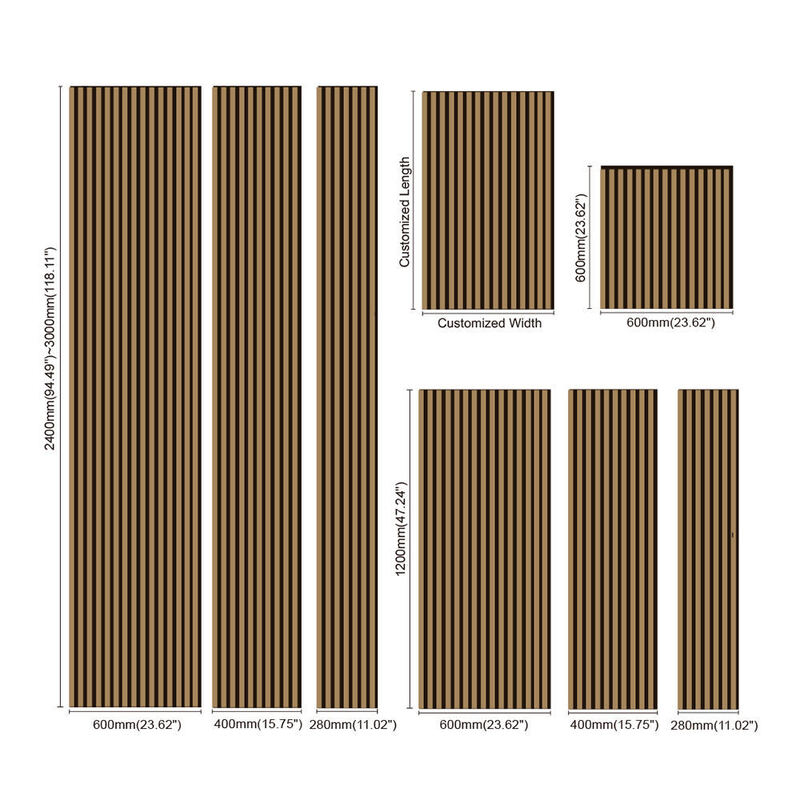Sample Link/Strip Wood Grain Decorative Surface Akupanels Acoustic Board Felt Wood Slats Wood Wall Slatted Soundproof Materials