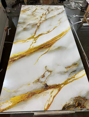 Interieur Bamboe Houtskoolvezel Hout fineer Metalen textuur Vaste spiegel PVC wandpanelen